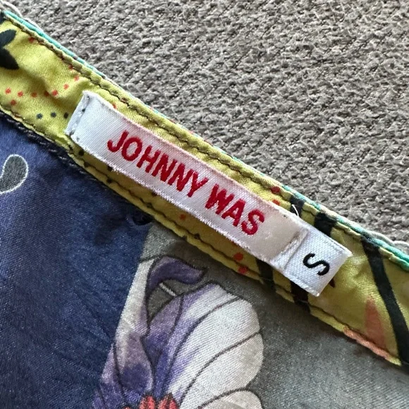 Johnny Was Adelaide 100% Silk Patchwork Long Sleeve Button Down Blouse Small - Picture 4 of 6